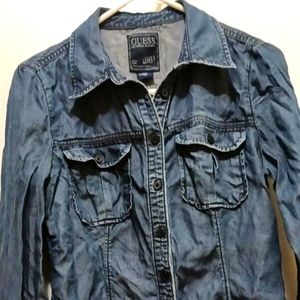 Guess Small Petite Long Sleeve Denim shirt